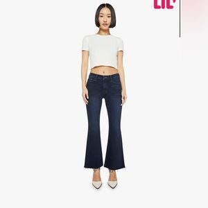 MOTHER NWT LIL’ MOTHER WEEKENDER FRAY SZ 28 Chip on my shoulder flare style